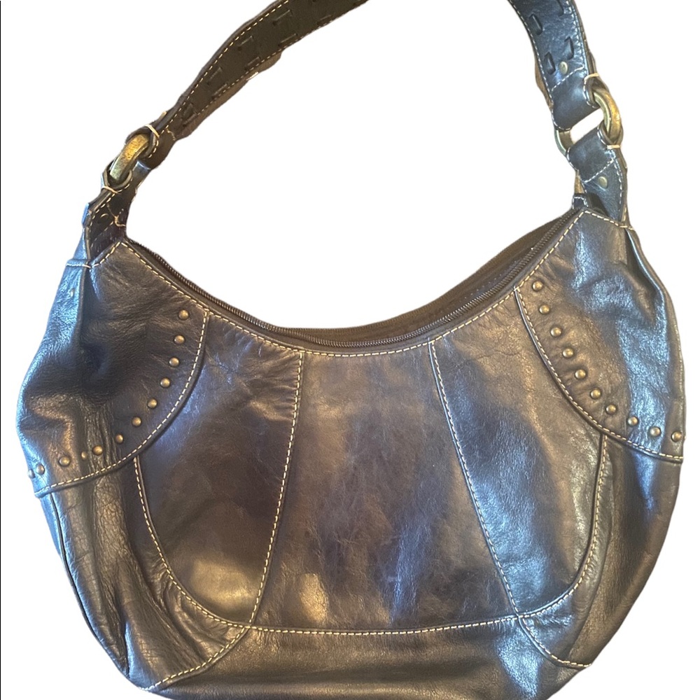 Black leather Fossil shoulder purse
